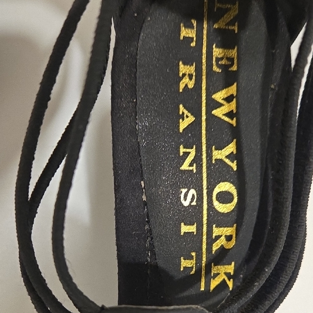 New York Transit Black Embellished T-Strap Sandals - Picture 2 of 8